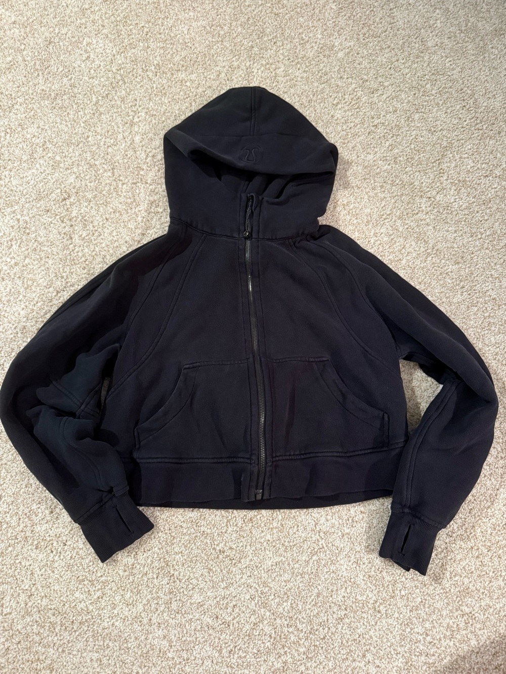 lululemon athletica SCUBA cropped Black Full-Zip Hooded Sweatshirt